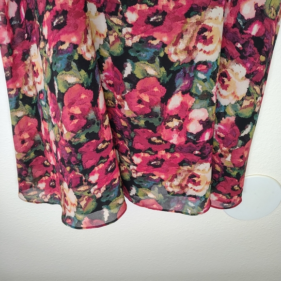 Forever21 openback lattice strappy back camisole floral roses chiffon dress Sz M - Picture 5 of 12